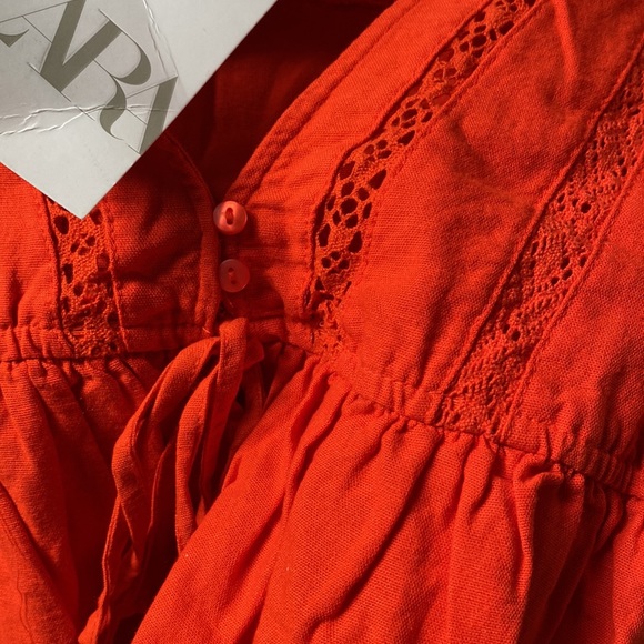 Zara orange embroidery peplum crop jacket Nwt - Picture 7 of 8